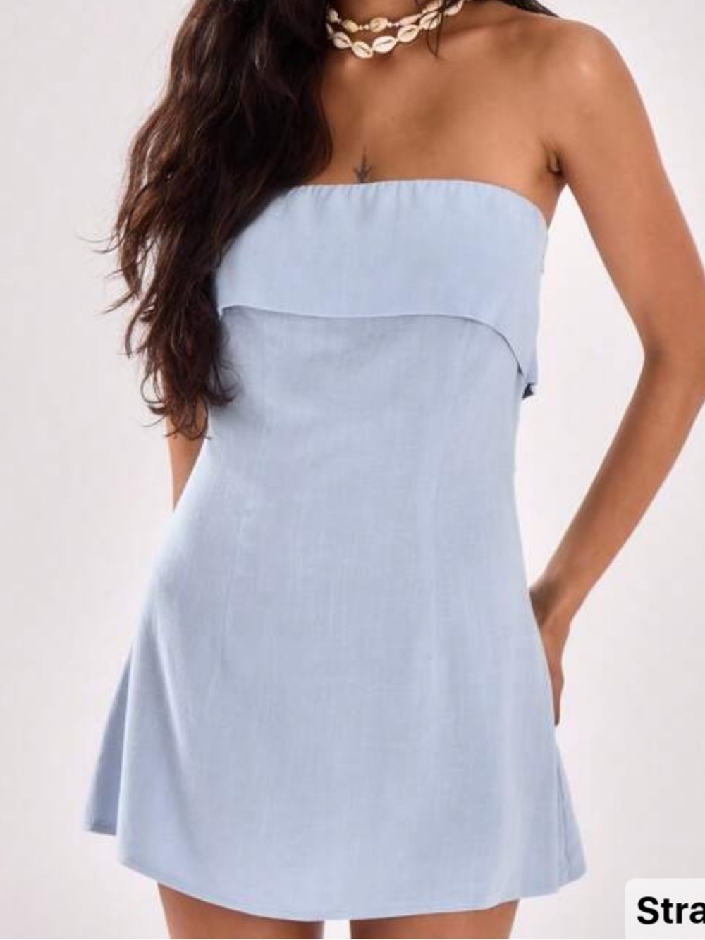 Strapless Light Blue Mini Dress